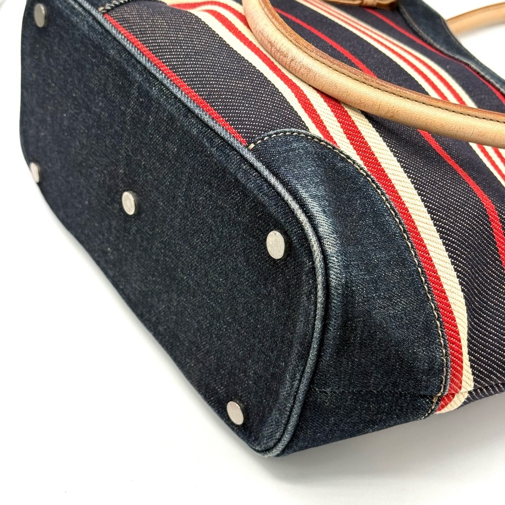 Burberry Blue Label Denim Striped Tote w/ COA ✅ Y2K Vintage - Picture 9 of 16